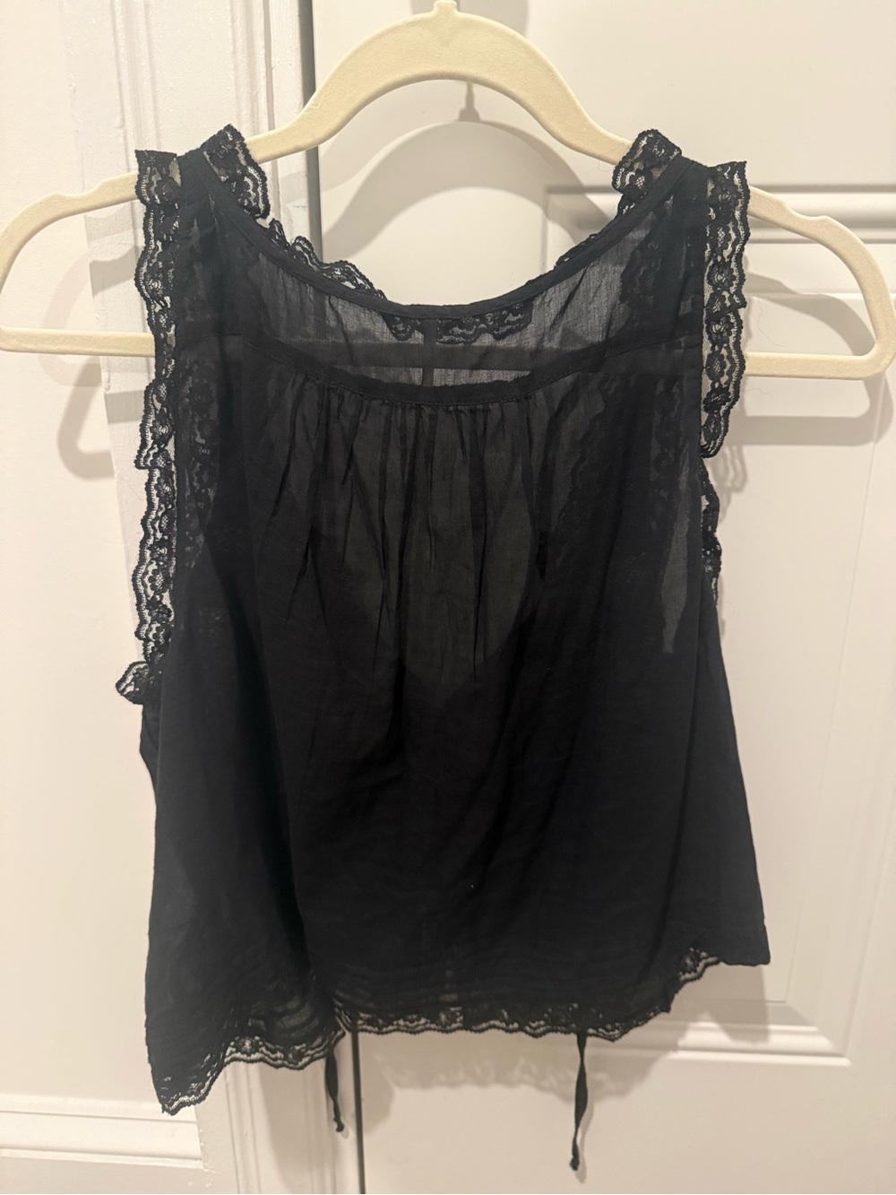Free People Black Lace-Trim Women's Tank Top - Picture 2 of 3